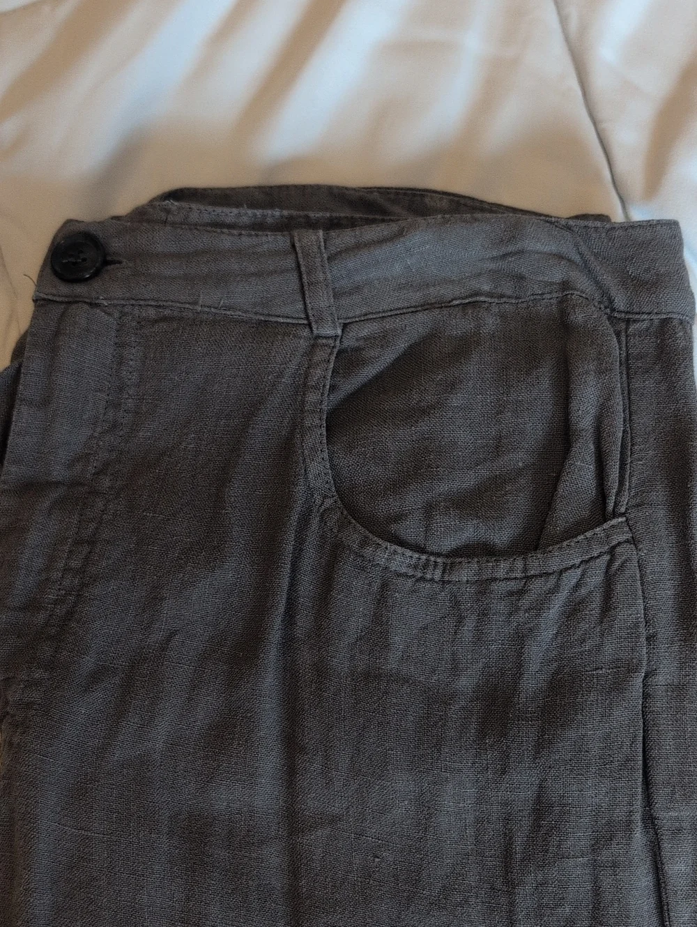 Zara Women's Charcoal Wide-Leg Linen Blend Chinos